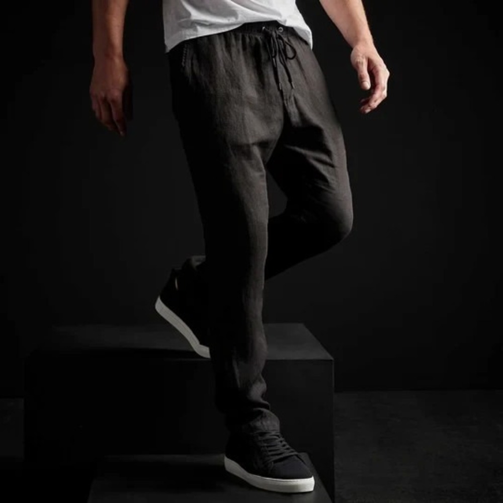 JAMES PERSE Lightweight 100% Linen Pants in Black Men XS Fits 32x30 NWT $295